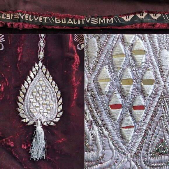 Turkish/Afghani Bindalli Kaftan Wedding Dress - Embroidered Velvet & Silver M/L - Picture 4 of 8